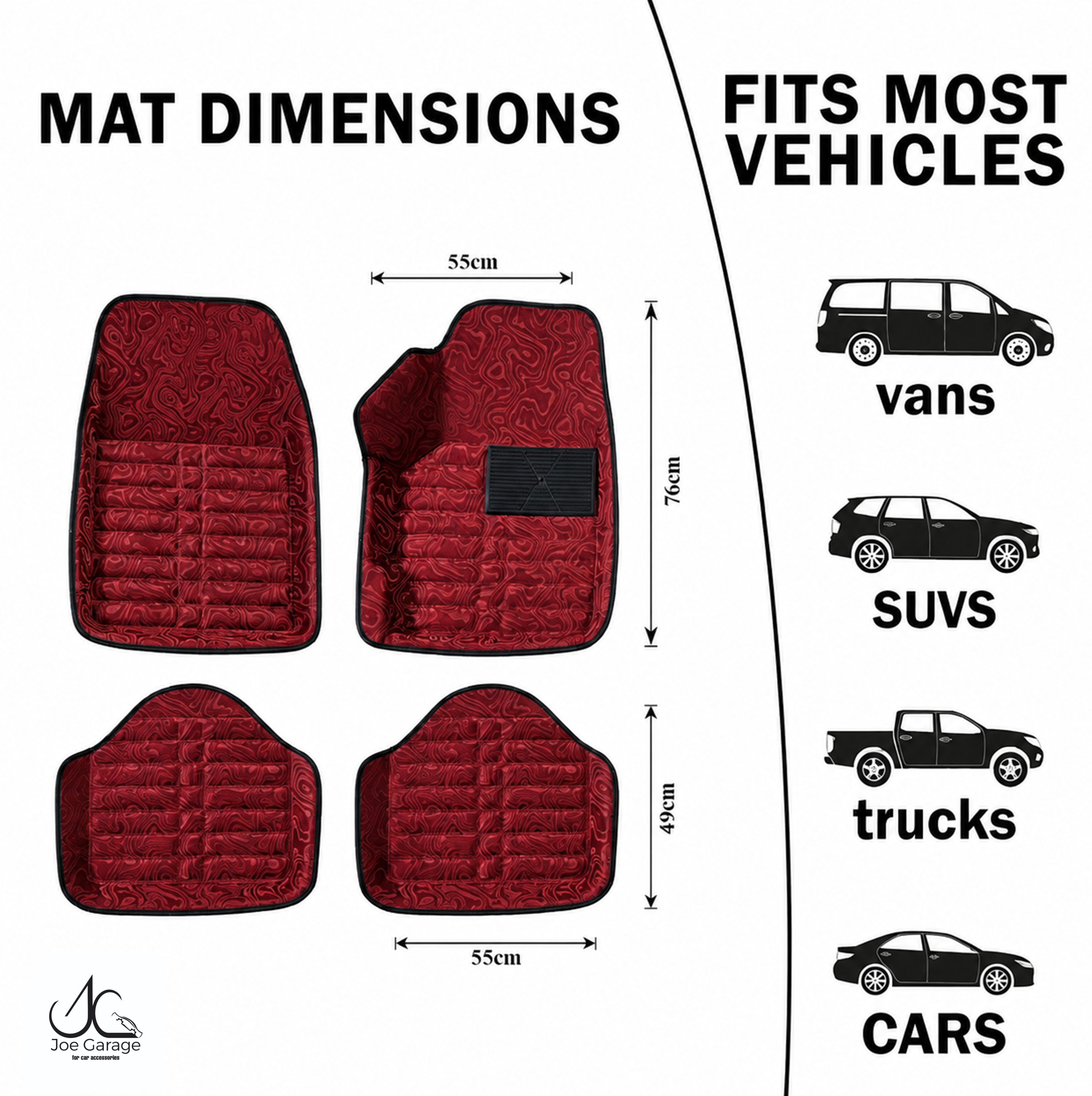 Mawja Car Mats Royal Maroon Edition